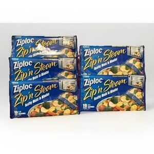 Ziploc Zip'N Steam Medium Cooking Bag - Pack of 10 Lot Of 5 New In Package